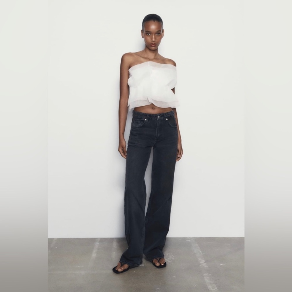 ZARA TRENDY ORGANZA BANDEAU TOP